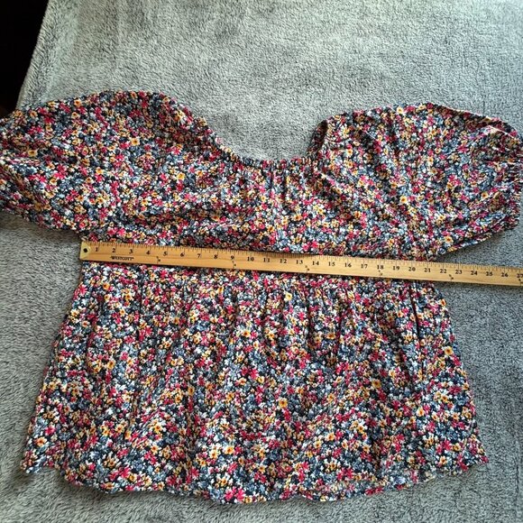 Old Navy Womens Top Large Ditsy Floral Western Empire Waist Boho Peasant 18711 - Picture 3 of 7